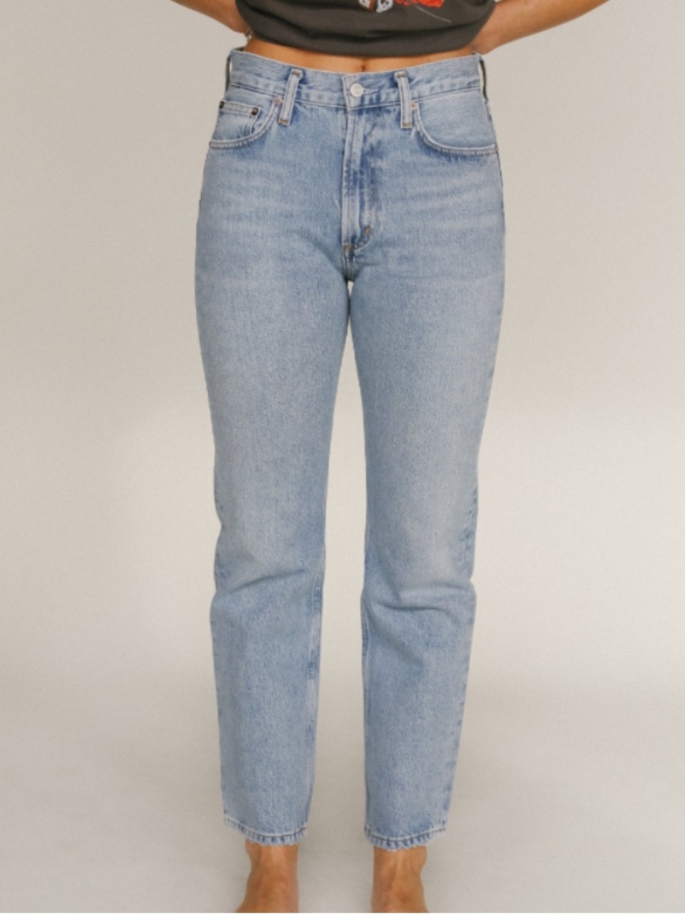 Agolde Mia mid-rise straight leg jeans light wash Sz 24